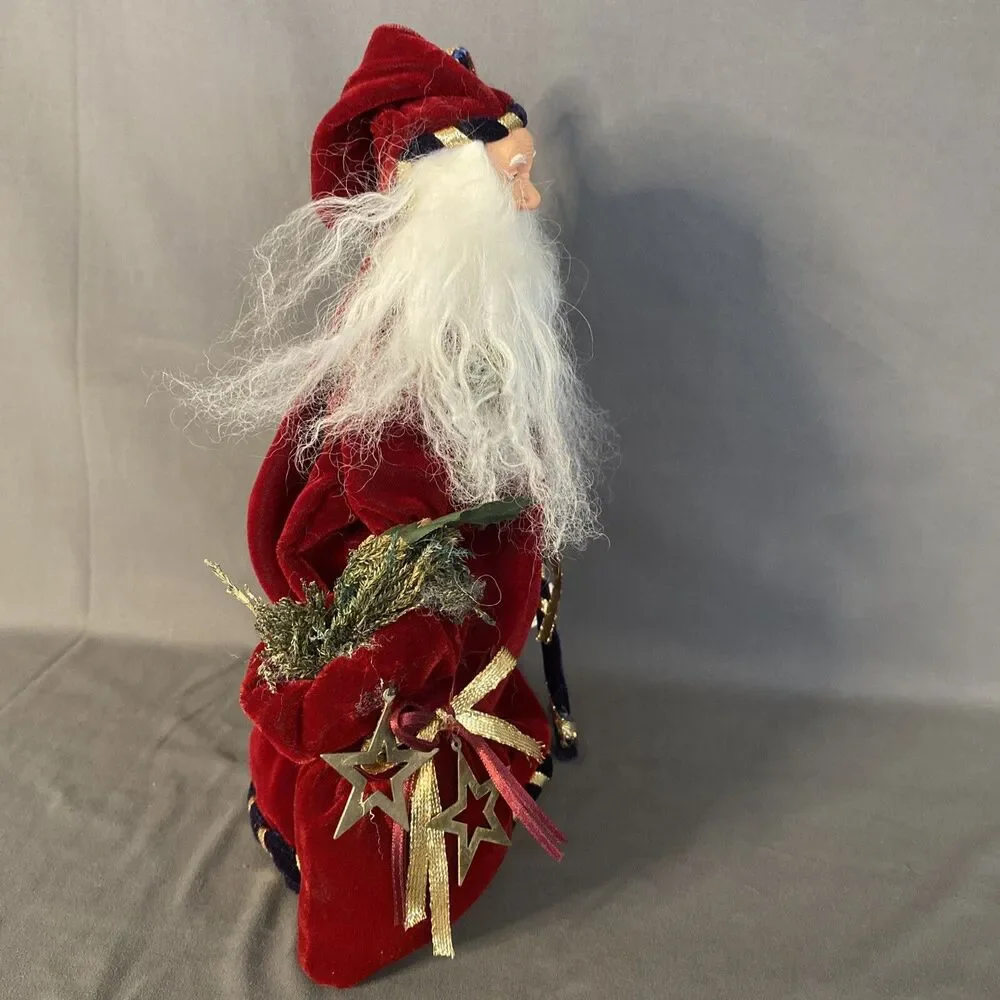 RARE Santa Figure Bouquet Enterprises Handcrafted W Staff Metal Star Toy Sack